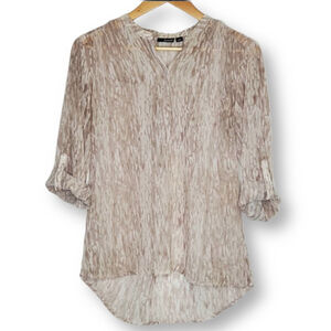 A.n.a. Printed Blouse 3/4 Sleeves Tan Size Small